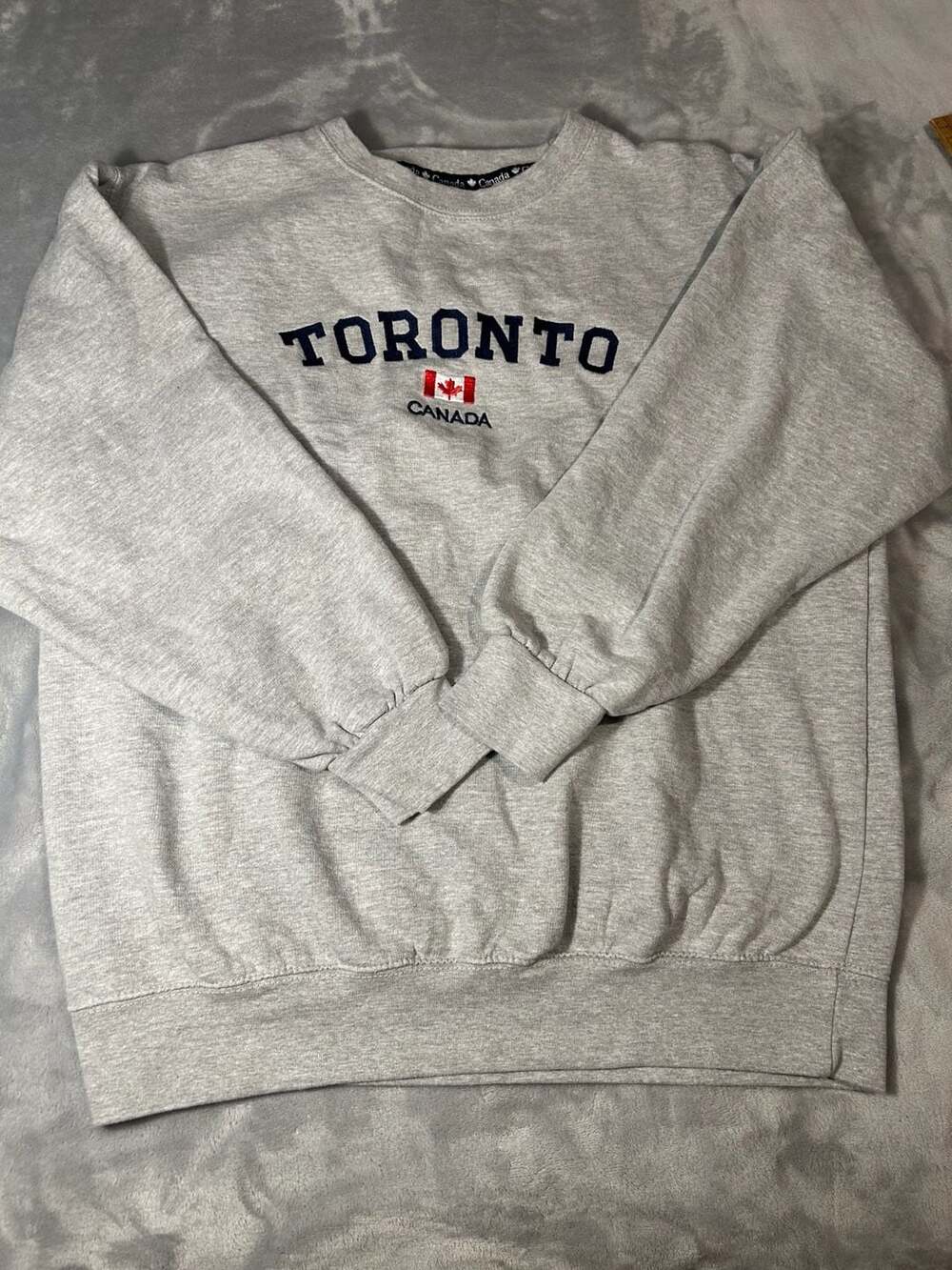 Vintage Gold Star Toronto Canada Grey Embroidered Sweatshirt mens Size L